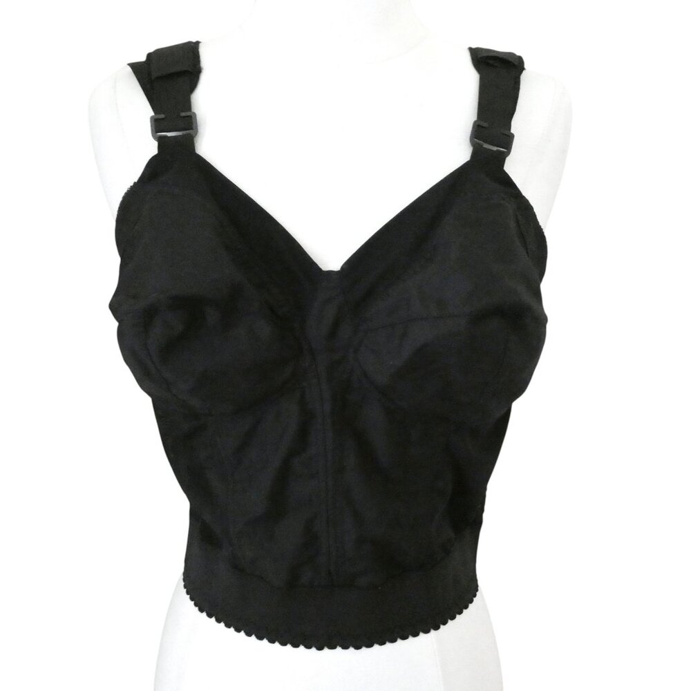 vtg UNDERSCORE fabric & mesh soft cup Long Line bra 38c black